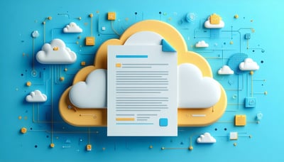 Newsletter signup illustration with cloud infrastructure and AI elements